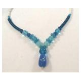 Sterling necklace blue beads