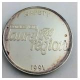 Safety award coin, 1991 Laurel Region
