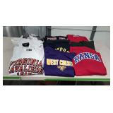 Various college football sweat shirts and one