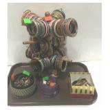 Group of costume jewelry with rings, bracelets,