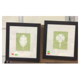 Prints - leaf /floral pattern, pair of model home
