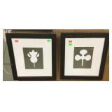 Prints - floral / leaf pattern, pair of model home