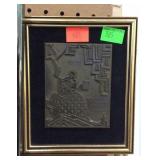 Wall art, framed metal print block with lady scene