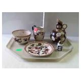 Oriental bowl, plate, small pitcher