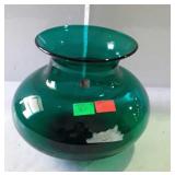 Blenko green glass vase 9 inches tall