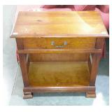 Single drawer pine side table. Missing