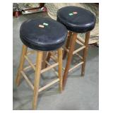Two 30" bar stools with 13" diameter padded vinyl