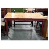 Kitchen table - knotty pine top on red base with