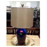 Art glass table lamp with shade - 23" tall