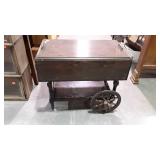 Drop leaf tea cart on wheels with single drawer &