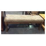Padded bench, paisley design fabric looks like a