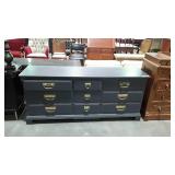 Nine drawer blue painted dresser by Davis cabinet