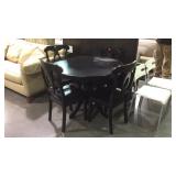 Table & chairs- black 42" diameter pedestal table