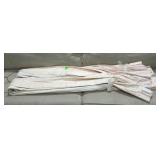 Drapery panels, pince pleated, pink on white