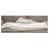 Large drapery panel, white on cream ticking, with