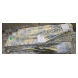 Four curtain panels, blue and yellow toile