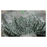 Drapery panels, 4, green scrolls on white