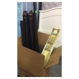 Box with curtain rods, rings etc