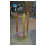 Wooden stand with rabbit painted on top, 14 by 10