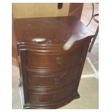 Three drawer night stand, 23 x 17 x 29, top shows
