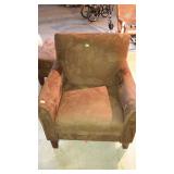 Chair & ottoman, brown ultra suede, nice