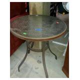 Patio table with glass top, 27" diameter by 28"