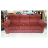3-cushion sofa, brick tone upholstered, 86" long