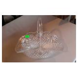 Pattern glass basket, 15 x 8 oval by 13" tall to