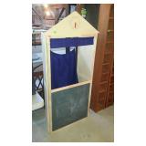 Folding puppet theatre with chalkboard front and