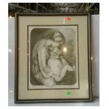 Framed portrait of a woman holding a little girl