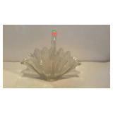 Glass basket with feather design - 14 x 7" oval