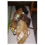 Five baseball gloves - Franklin, Mizuno, MBNA