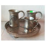 Silver plate serving tray, two cast aluminum US