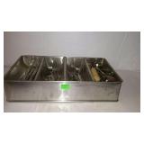Commercial flatware tray with mixed flatware and