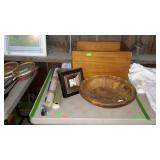 Home decor items, includes wooden storage box,