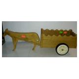 Wooden wagon with wooden horse