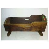 Doll size wooden baby cradle