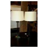 Pair of table lamps. Glass cylinder bases. Nice