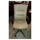 Tan, leather look office chair. Nice condition. -