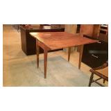 Drop leaf table. Warped boards. 44"×38"×29 when