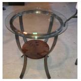 Single glass top end table with under shelf. 24"