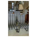 Four metal framed, mesh patio chairs. One chair