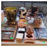 Home decor - small prints, waste basket, doll