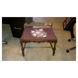 Vanity bench - with needlepoint seat - 26 x 18 x