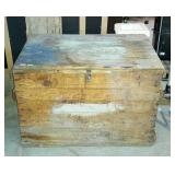 Wooden storage box with hinged lid - 38 x 25 x 25