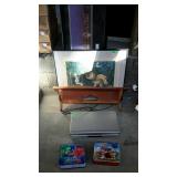 Group of stuff, pictures, wall shelf, 2 lunch