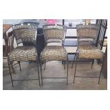 Three home counter stools, wicker seating with