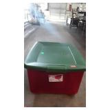 Sterlite 65 qt tote, red with green lid