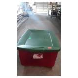 Sterlite 65 QT tote, red with green lid