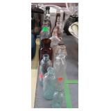 Bottles - 14 total, Pepsi, wine, medicine,